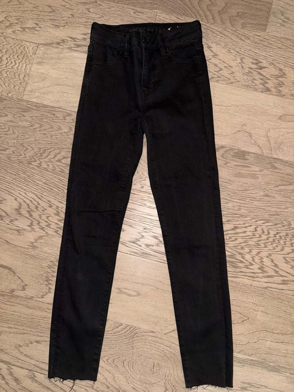 American Eagle High-Rise Jeggings Black Stretch Denim Size 0 Long - Picture 2 of 5